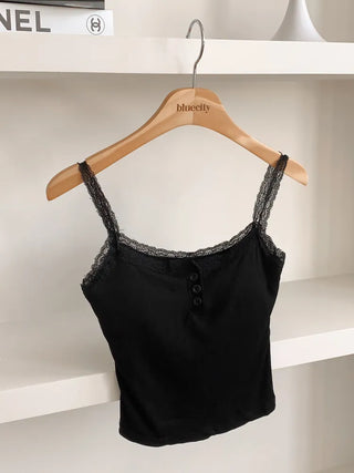 Button Lace Sleeveless Bralette