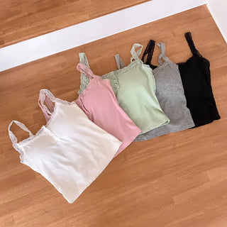 Button Lace Sleeveless Bralette