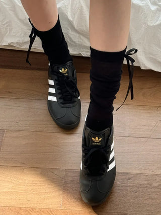 Back Ribbon See-through Warmer Knee Socks Long Socks