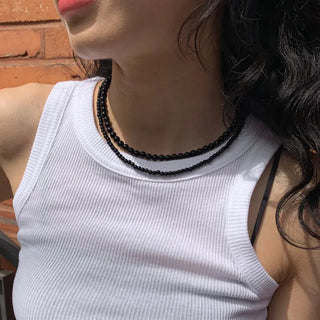 Round Red and Black Bead Gemstone Necklace Collection