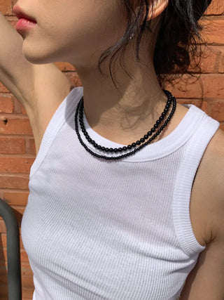 Round Red and Black Bead Gemstone Necklace Collection