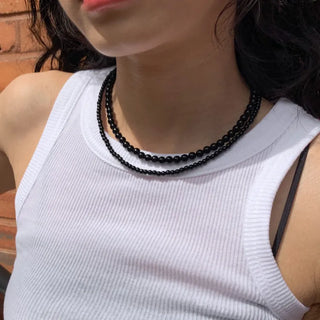 Round Red and Black Bead Gemstone Necklace Collection