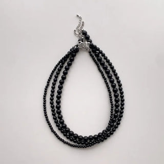 Round Red and Black Bead Gemstone Necklace Collection