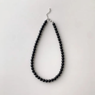 Round Red and Black Bead Gemstone Necklace Collection