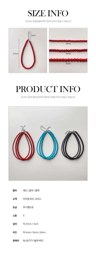 Round Red and Black Bead Gemstone Necklace Collection