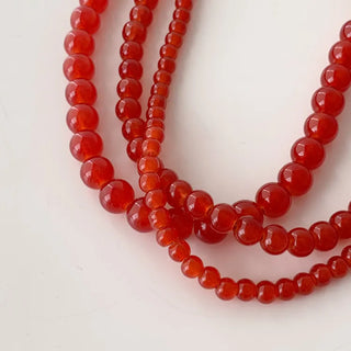 Round Red and Black Bead Gemstone Necklace Collection