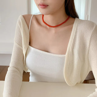 Round Red and Black Bead Gemstone Necklace Collection