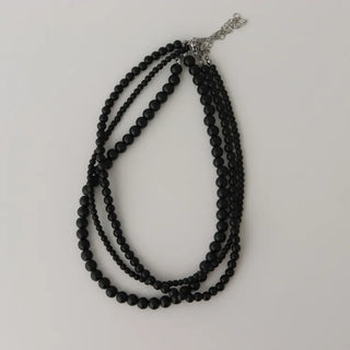 Round Red and Black Bead Gemstone Necklace Collection