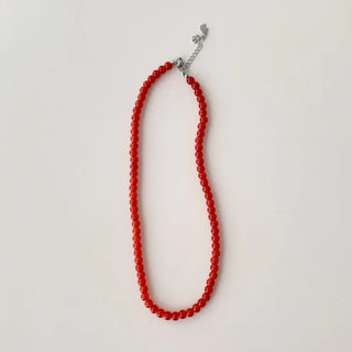 Round Red and Black Bead Gemstone Necklace Collection