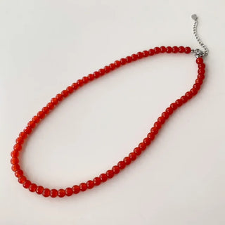 Round Red and Black Bead Gemstone Necklace Collection