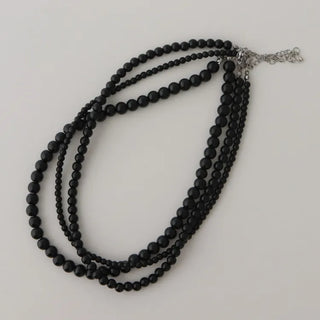 Round Red and Black Bead Gemstone Necklace Collection