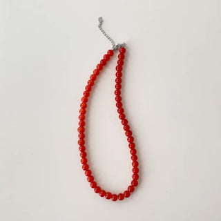 Round Red and Black Bead Gemstone Necklace Collection