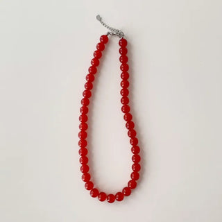 Round Red and Black Bead Gemstone Necklace Collection