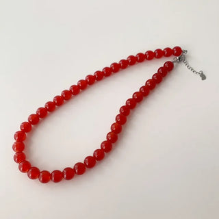 Round Red and Black Bead Gemstone Necklace Collection