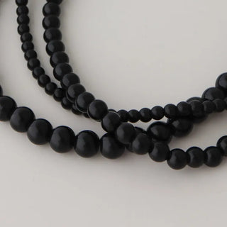 Round Red and Black Bead Gemstone Necklace Collection