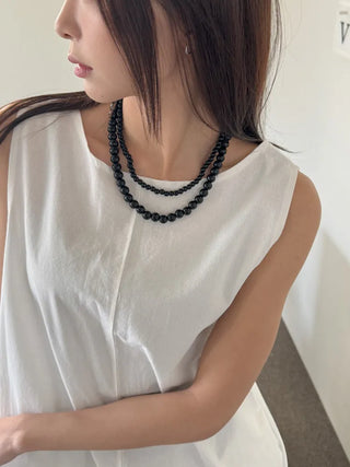 Round Red and Black Bead Gemstone Necklace Collection