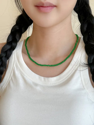 Round Red and Black Bead Gemstone Necklace Collection