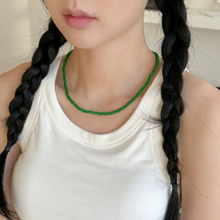 Round Red and Black Bead Gemstone Necklace Collection