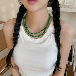 Round Red and Black Bead Gemstone Necklace Collection