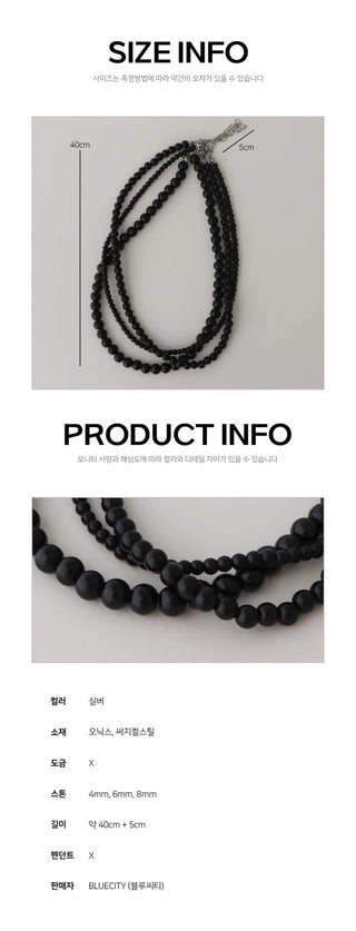 Round Red and Black Bead Gemstone Necklace Collection