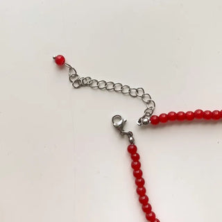 Round Red and Black Bead Gemstone Necklace Collection