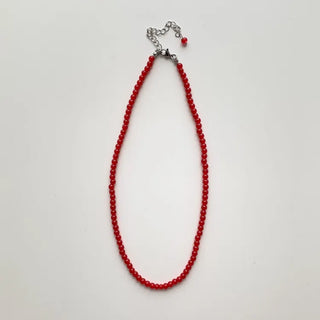 Round Red and Black Bead Gemstone Necklace Collection