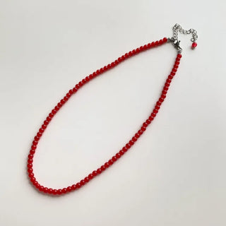 Round Red and Black Bead Gemstone Necklace Collection