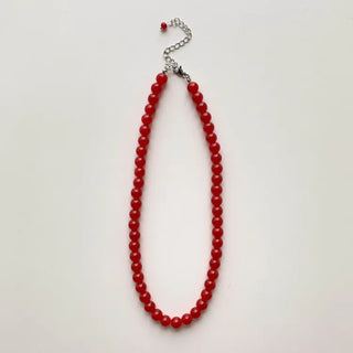Round Red and Black Bead Gemstone Necklace Collection