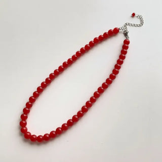 Round Red and Black Bead Gemstone Necklace Collection