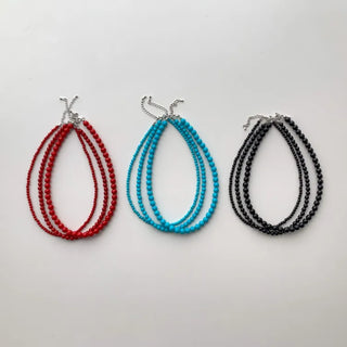 Round Red and Black Bead Gemstone Necklace Collection
