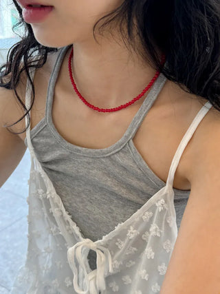 Round Red and Black Bead Gemstone Necklace Collection