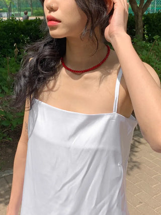 Round Red and Black Bead Gemstone Necklace Collection