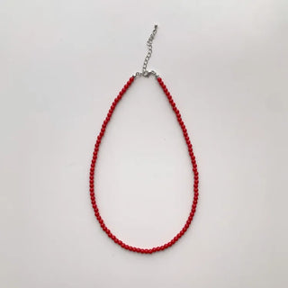 Round Red and Black Bead Gemstone Necklace Collection