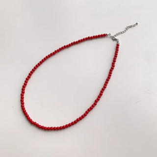 Round Red and Black Bead Gemstone Necklace Collection