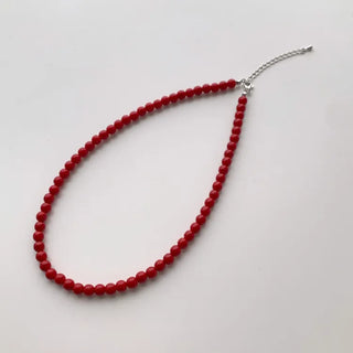 Round Red and Black Bead Gemstone Necklace Collection