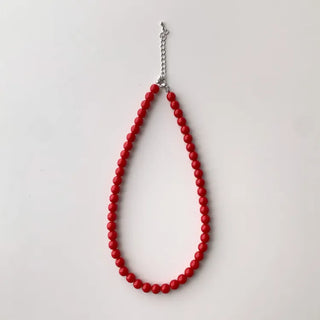 Round Red and Black Bead Gemstone Necklace Collection