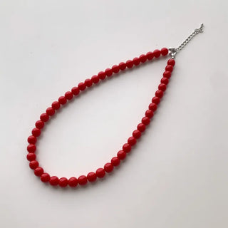 Round Red and Black Bead Gemstone Necklace Collection