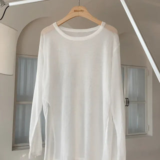 Side-Slit See-Through Anti-Slimming Knit Swimsuit Beach Cover-up