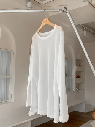 Side-Slit See-Through Anti-Slimming Knit Swimsuit Beach Cover-up