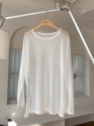 Side-Slit See-Through Anti-Slimming Knit Swimsuit Beach Cover-up