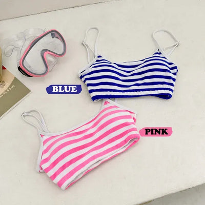 Striped Terry Bikini Shorts Swimsuit