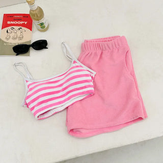 Striped Terry Bikini Shorts Swimsuit