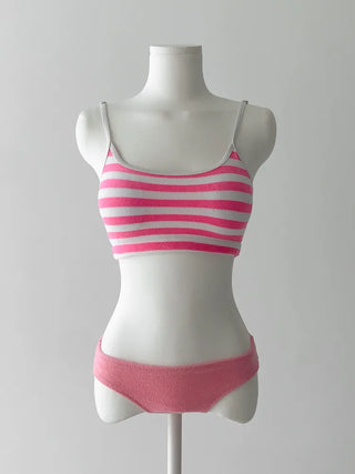 Striped Terry Bikini Shorts Swimsuit