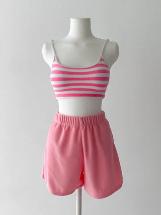 Striped Terry Bikini Shorts Swimsuit