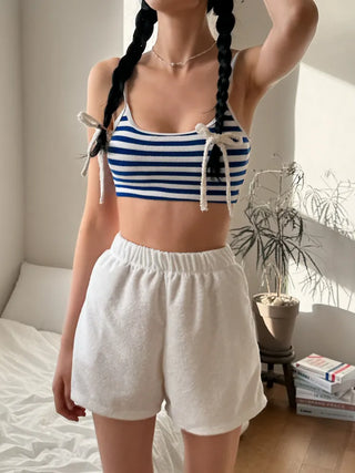 Striped Terry Bikini Shorts Swimsuit