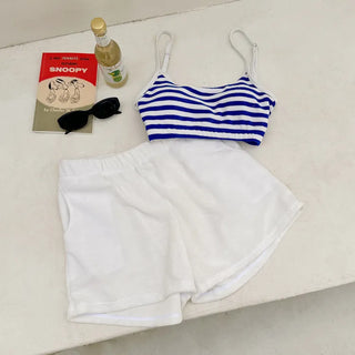 Striped Terry Bikini Shorts Swimsuit
