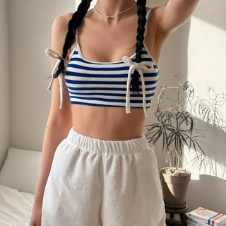 Striped Terry Bikini Shorts Swimsuit