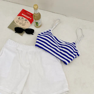 Striped Terry Bikini Shorts Swimsuit