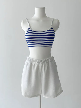 Striped Terry Bikini Shorts Swimsuit