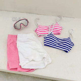 Striped Terry Bikini Shorts Swimsuit